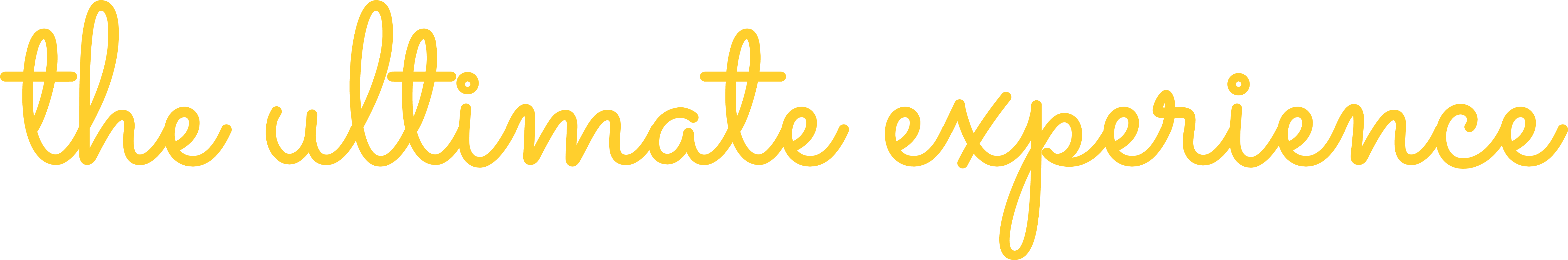 The Ultimate Experience - Horizontal lockup in Sacramento cursive script