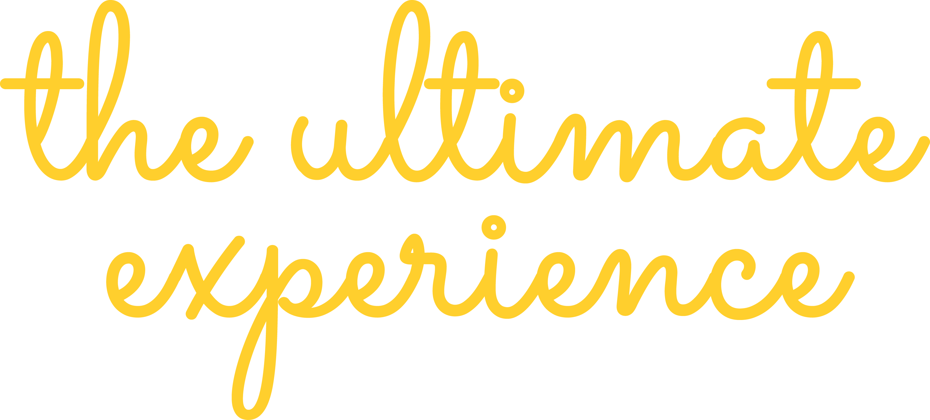 The Ultimate Experience - Stacked lockup in Sacramento cursive script