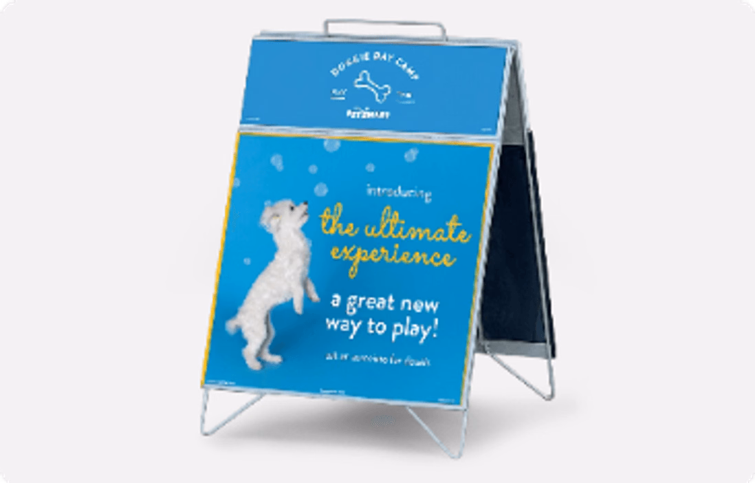 PetSmart Doggie Day Camp - In-Store A-Frame Display Mockup